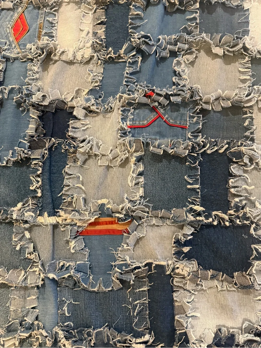 Vintage Denim Handmade Patchwork Quilt vintage hand